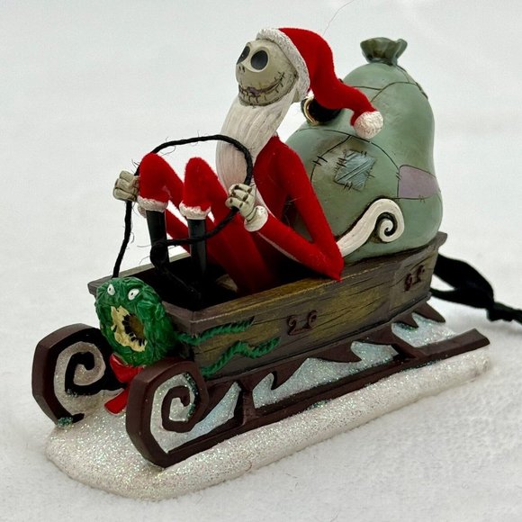 Disney Nightmare Before Christmas Jack Skellington in Sleigh 4" Ceramic Ornament - Picture 6 of 7